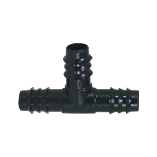 Tee dentada, utilizado en sistemas de riego tecnificado para dividir o unir el flujo de fluido en tres direcciones.