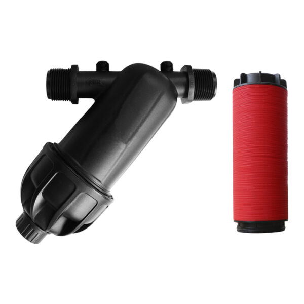 Filtro de agua 2", utilizado en sistemas de riego tecnificado para eliminar partículas, impurezas y contaminantes del agua, mejorando su calidad y haciéndola segura para el consumo humano o para aplicaciones industriales y comerciales.