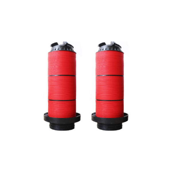 Filtro de agua 4" transparente, utilizado en sistemas de riego tecnificado para purificar el agua y eliminar sustancias no deseadas.