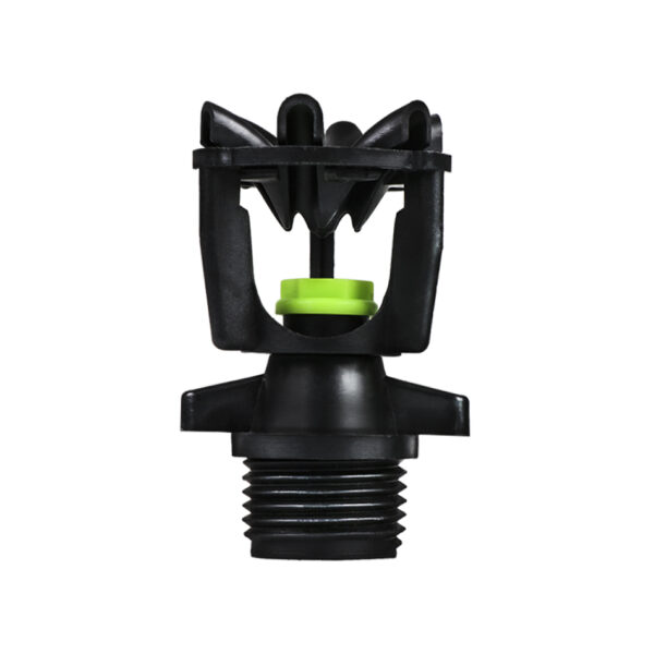 Mini aspersor circular, utilizado en sistemas de riego tecnificado para un riego preciso y eficiente para áreas pequeñas o específicas de tu jardín. Pueden ayudarte a conservar agua y a mantener tus plantas adecuadamente regadas.