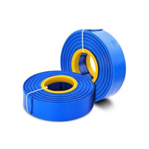 Manga Azul PVC Layflat: Tubo flexible y resistente fabricado en PVC, ideal para conducción de agua en sistemas de riego agrícola, drenaje y otras aplicaciones hidráulicas. Su diseño liviano y enrollable facilita el transporte, almacenamiento e instalación en el campo.